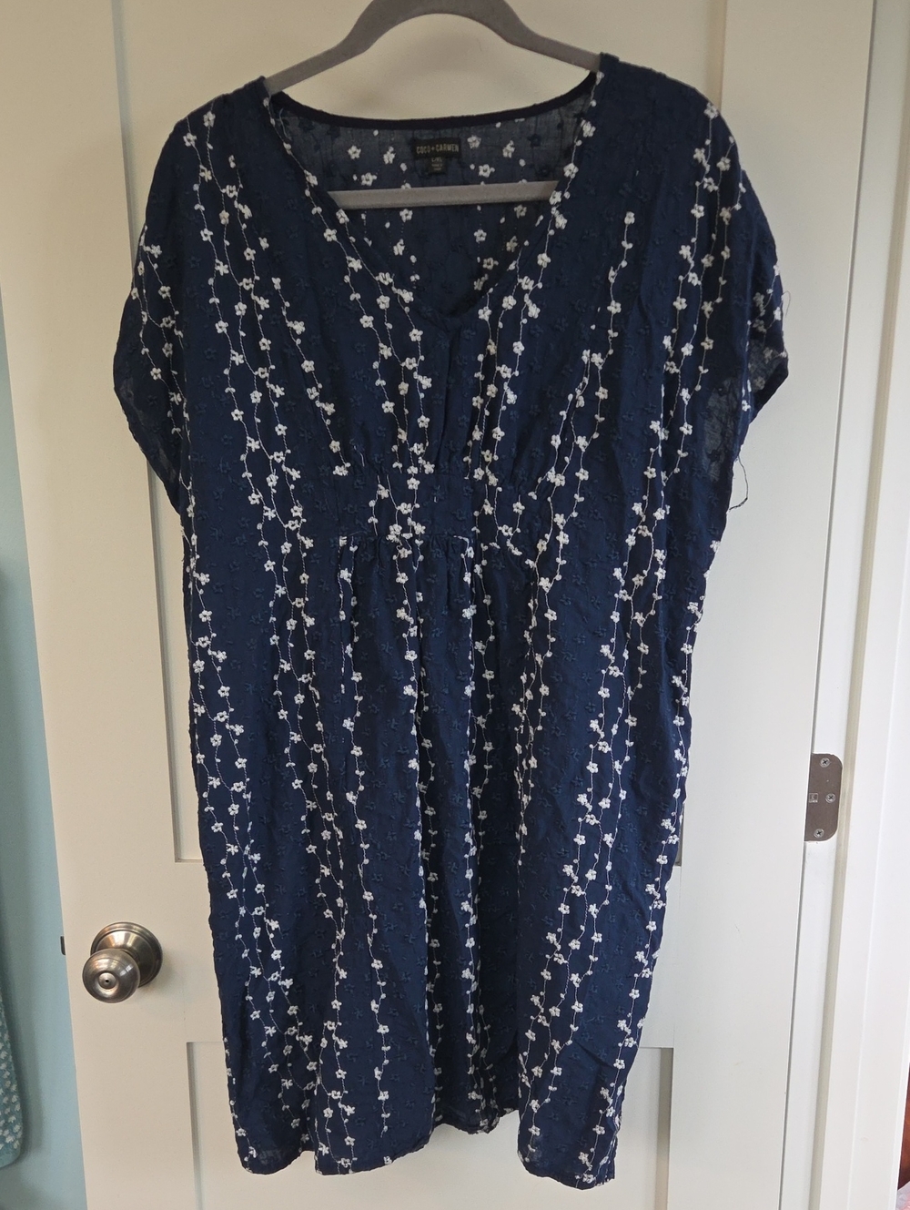 Coco + Carmen Navy Floral Embroidered Coverup